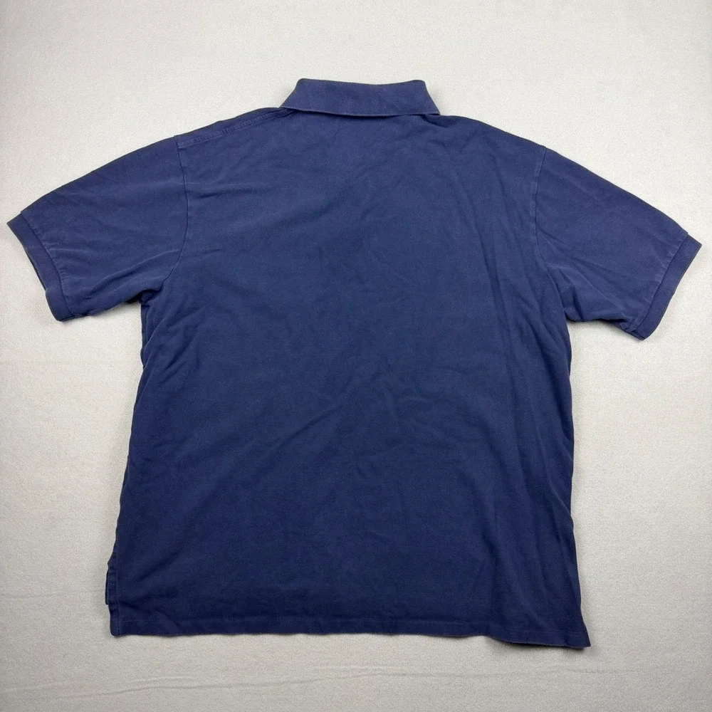 Polo Ralph Lauren Men 2XLT Navy Blue Short Sleeve Pique Polo Shirt Orange Pony